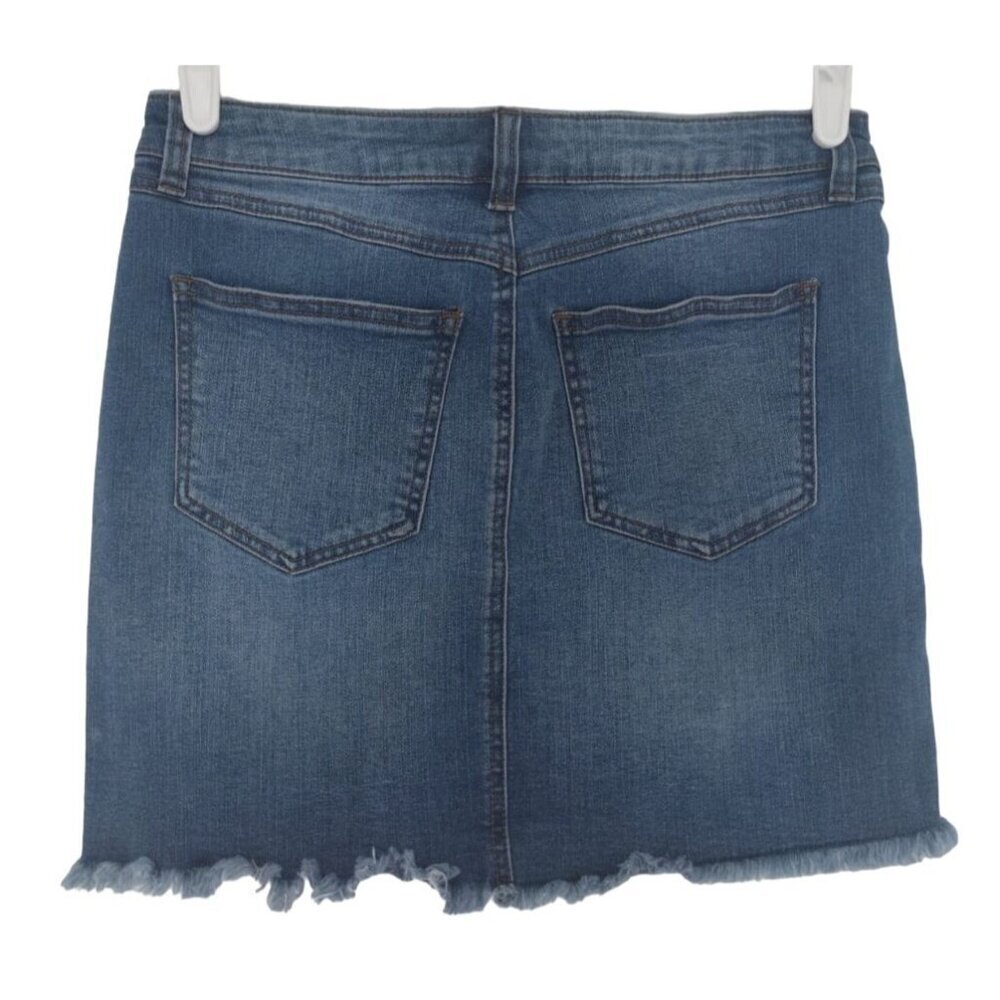 Revash vintage denim cotton mini skirt with frayed and distressed hem, size 7 . - Picture 5 of 8